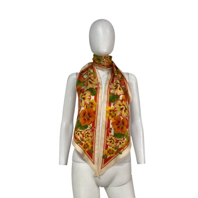 Zimmermann Floral-Print Orange Silk Twill Scarf Size OS