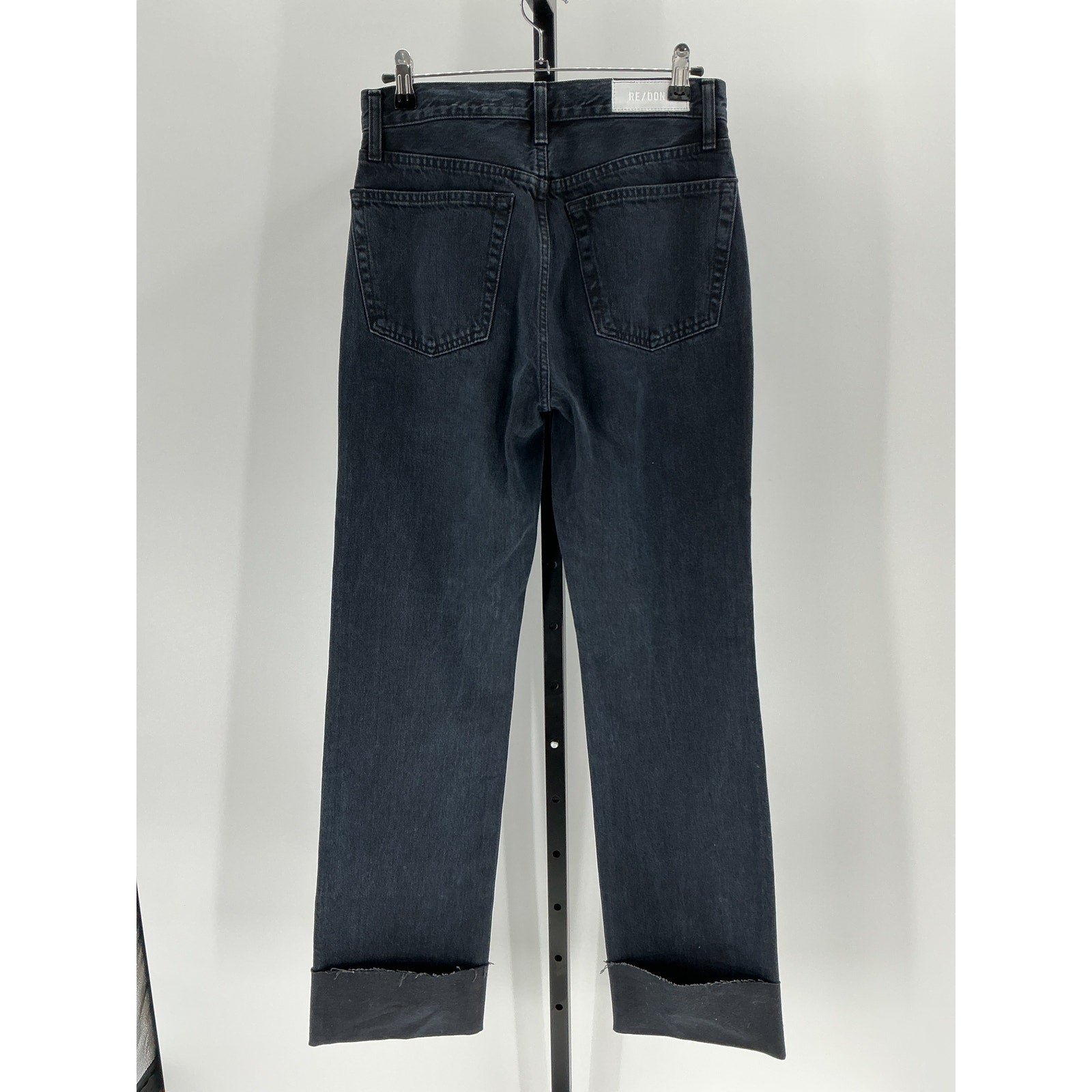 Re/Done High Rise Black Cotton Loose Long Denim Jean Size 27