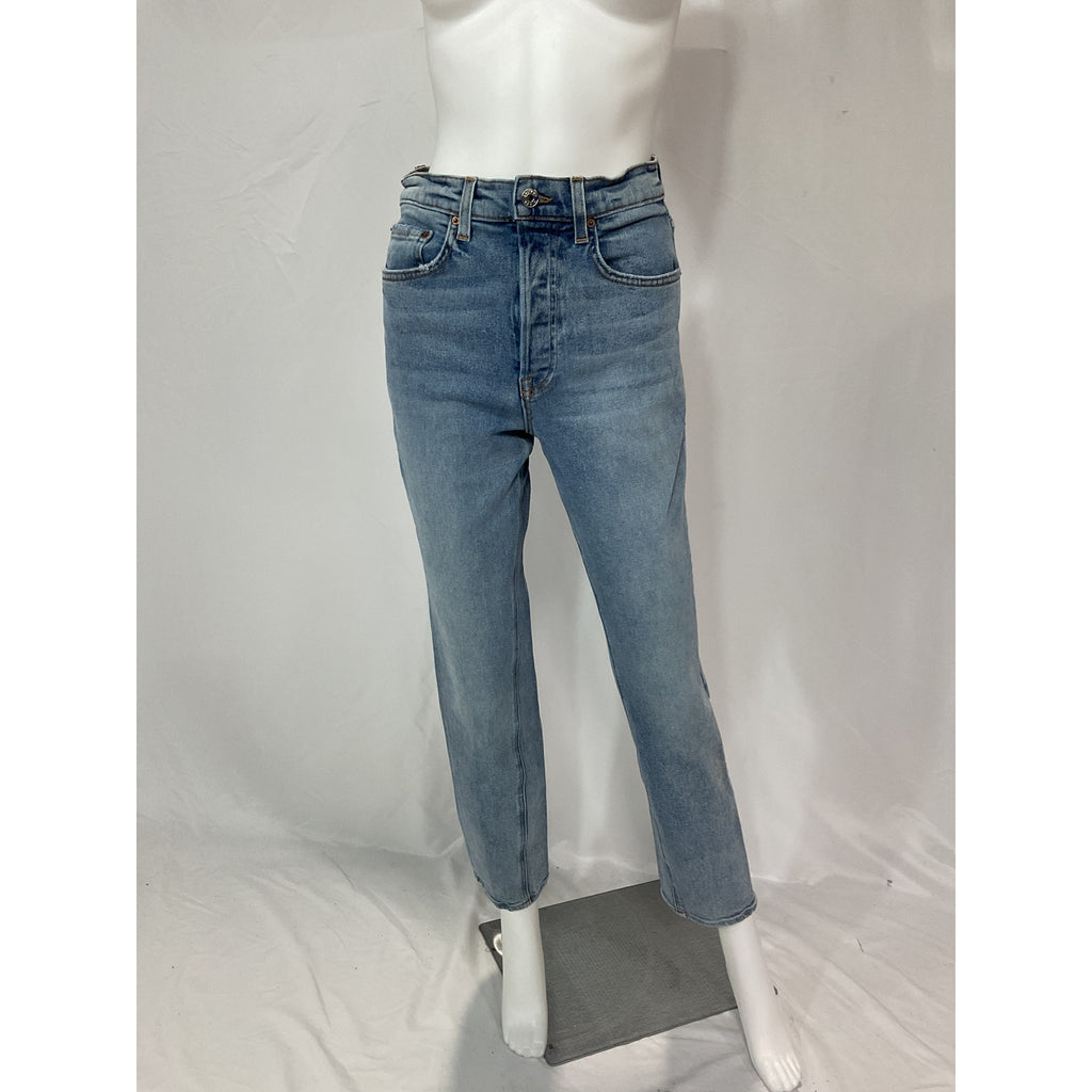 Grlfrnd 'Cassidy' Blue Mid Rise Straight Denim Jean Size 25