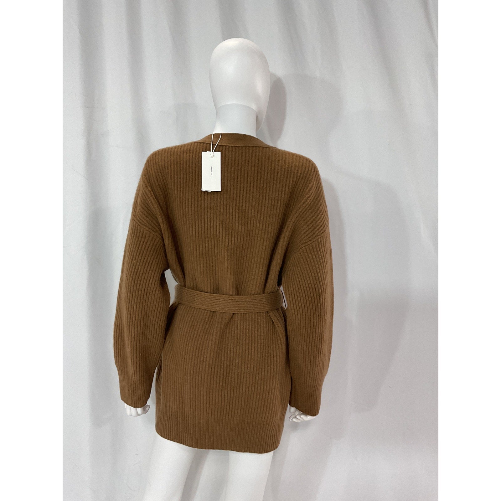 Vince Brown Ribbed V Neck Cardigan Size M - NWT