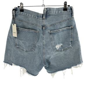 Agolde Distressed Blue Crisscross High Rise Denim Shorts Size 28 NWT