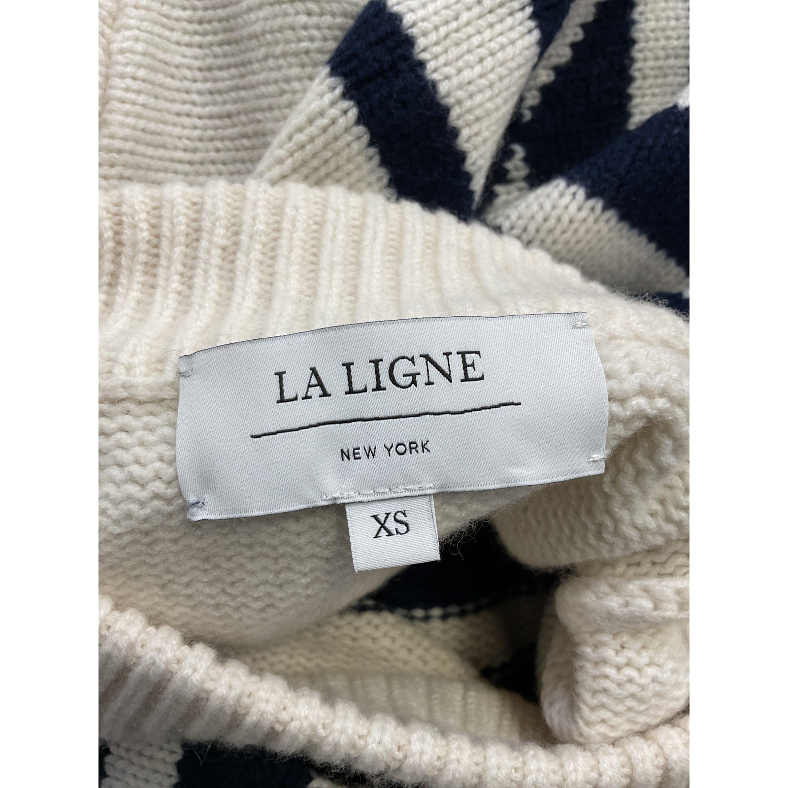 La Ligne 'Marin' Navy Striped Wool Cashmere Blend Sweater Size XS