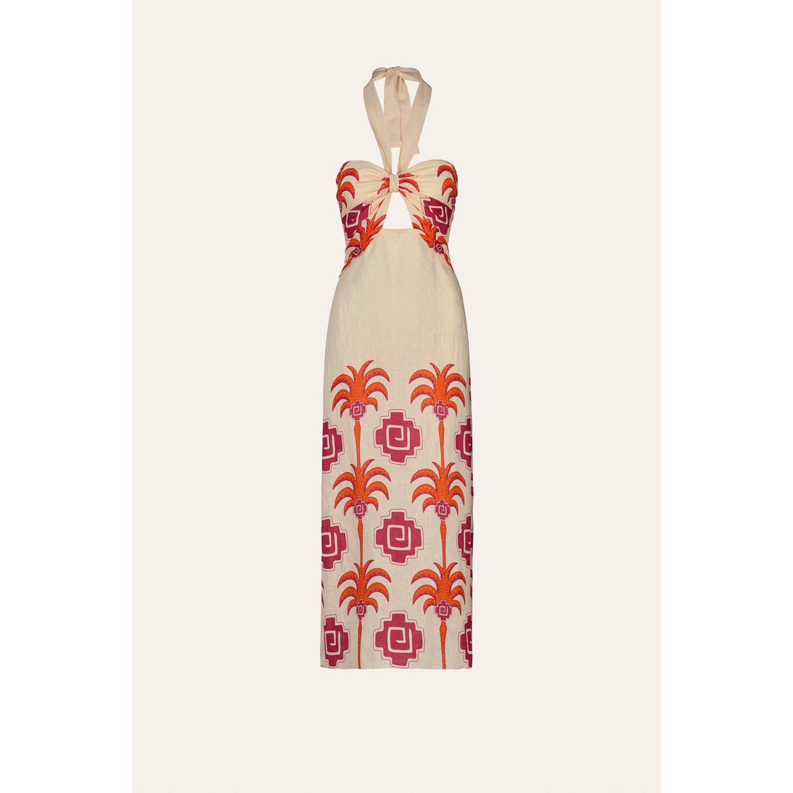 Johanna Ortiz Orange Linen Water Adventure Dress Size 0