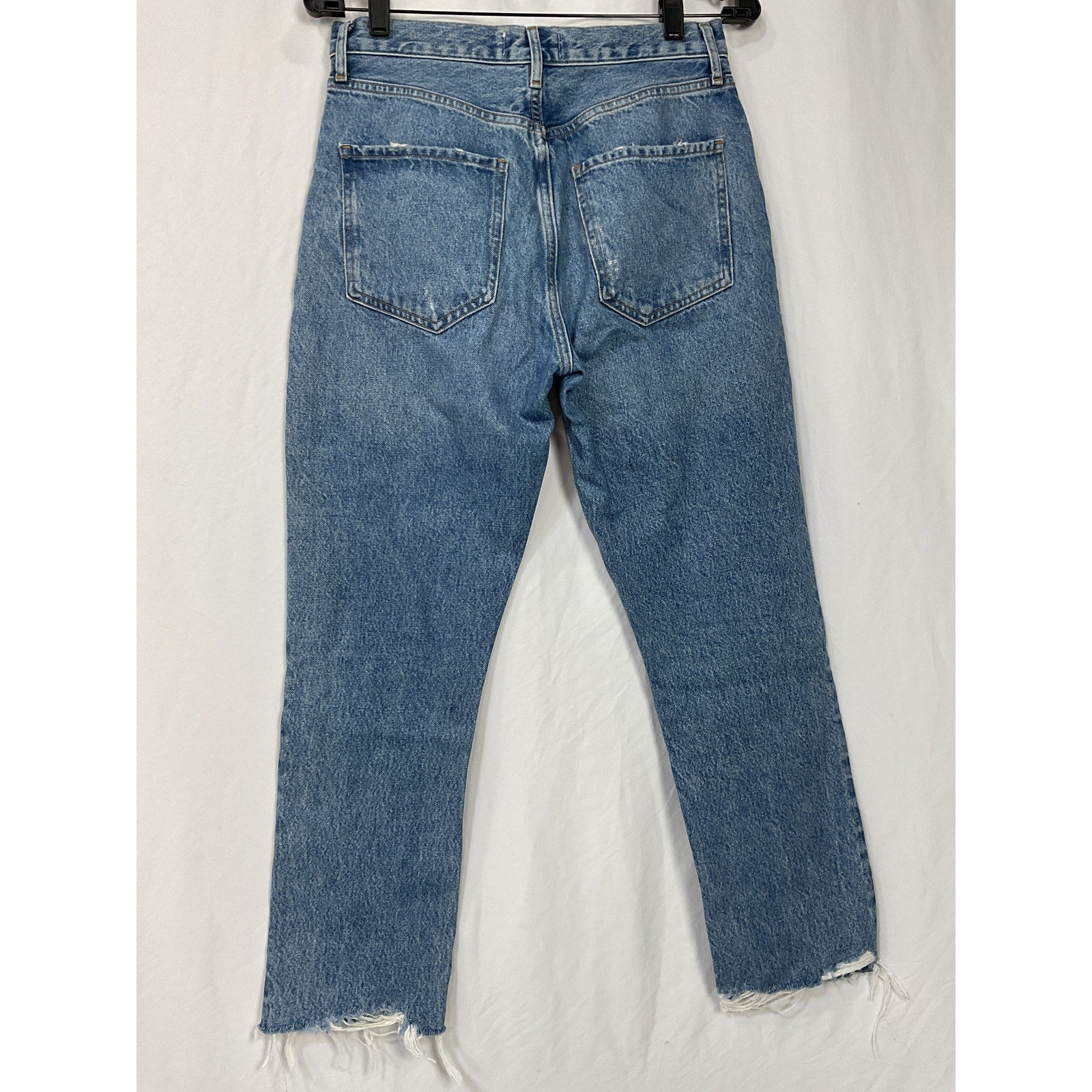 Agolde Riley High Rise Blue Cotton Straight Crop Denim Jeans Size 27