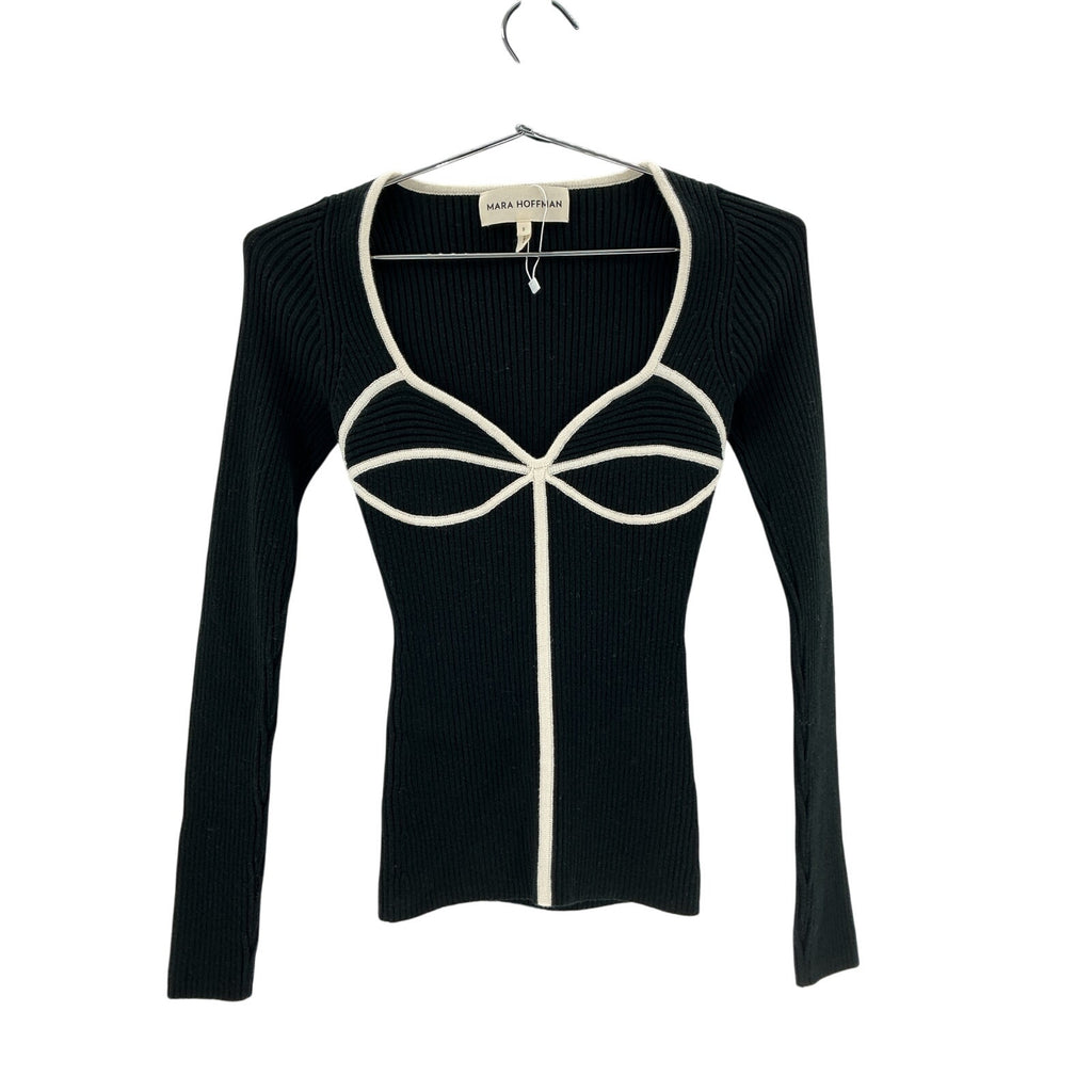 Mara Hoffman + Net Sustain 'Naida' Black Ribbed Stretch Organic Cotton-Blend Sweater Size S