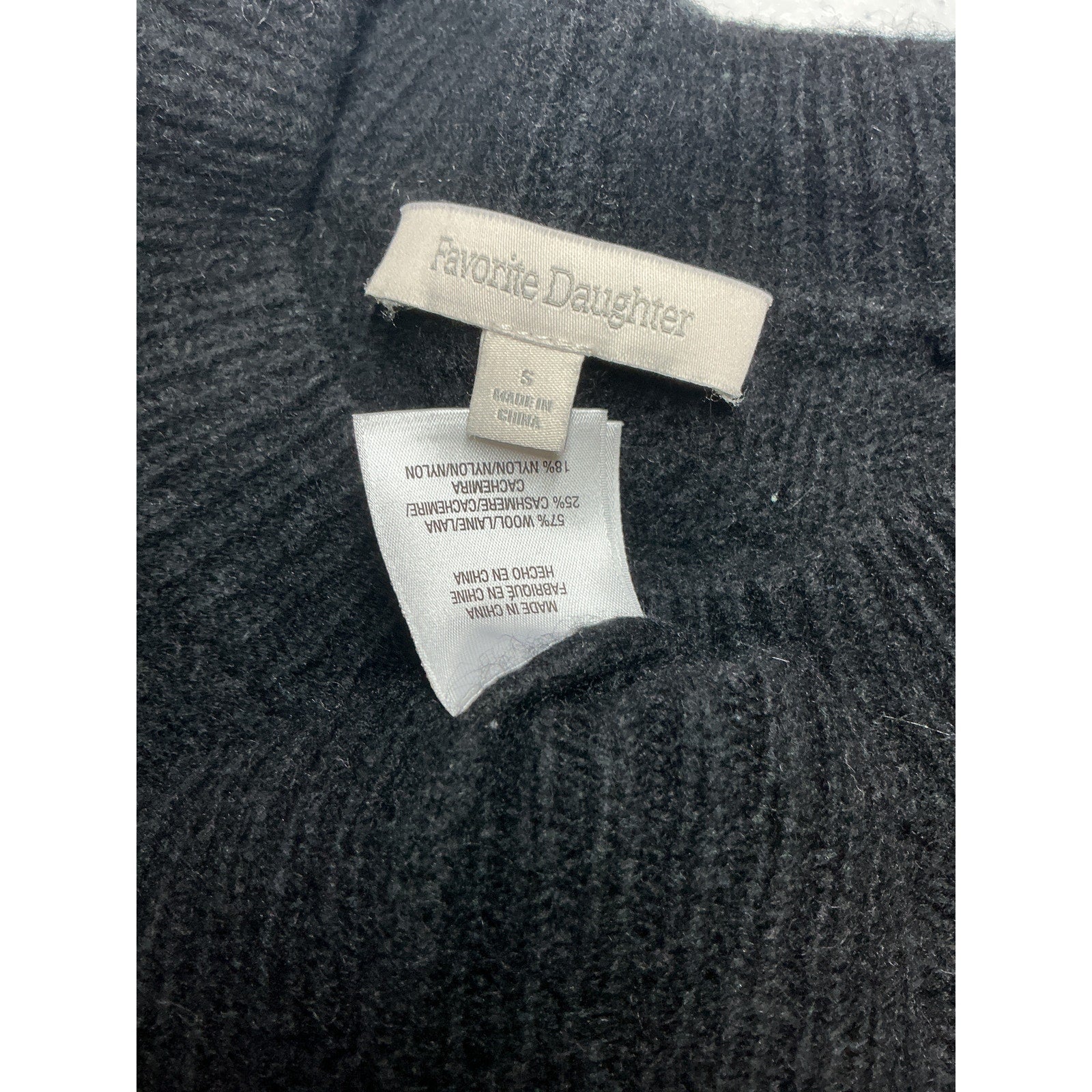 Favorite Daughter 'The Oversized' Black Wool Cable Sweater Size S