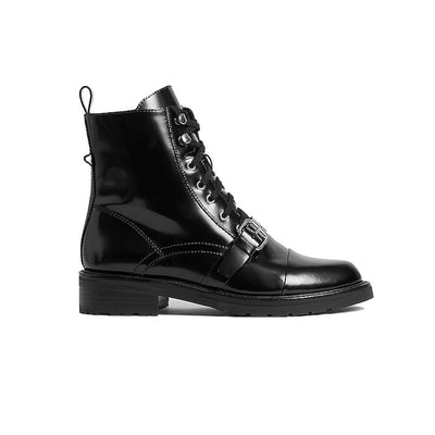 Allsaints Polished Black Donita Combat Boots Size 39 EU / 9 US