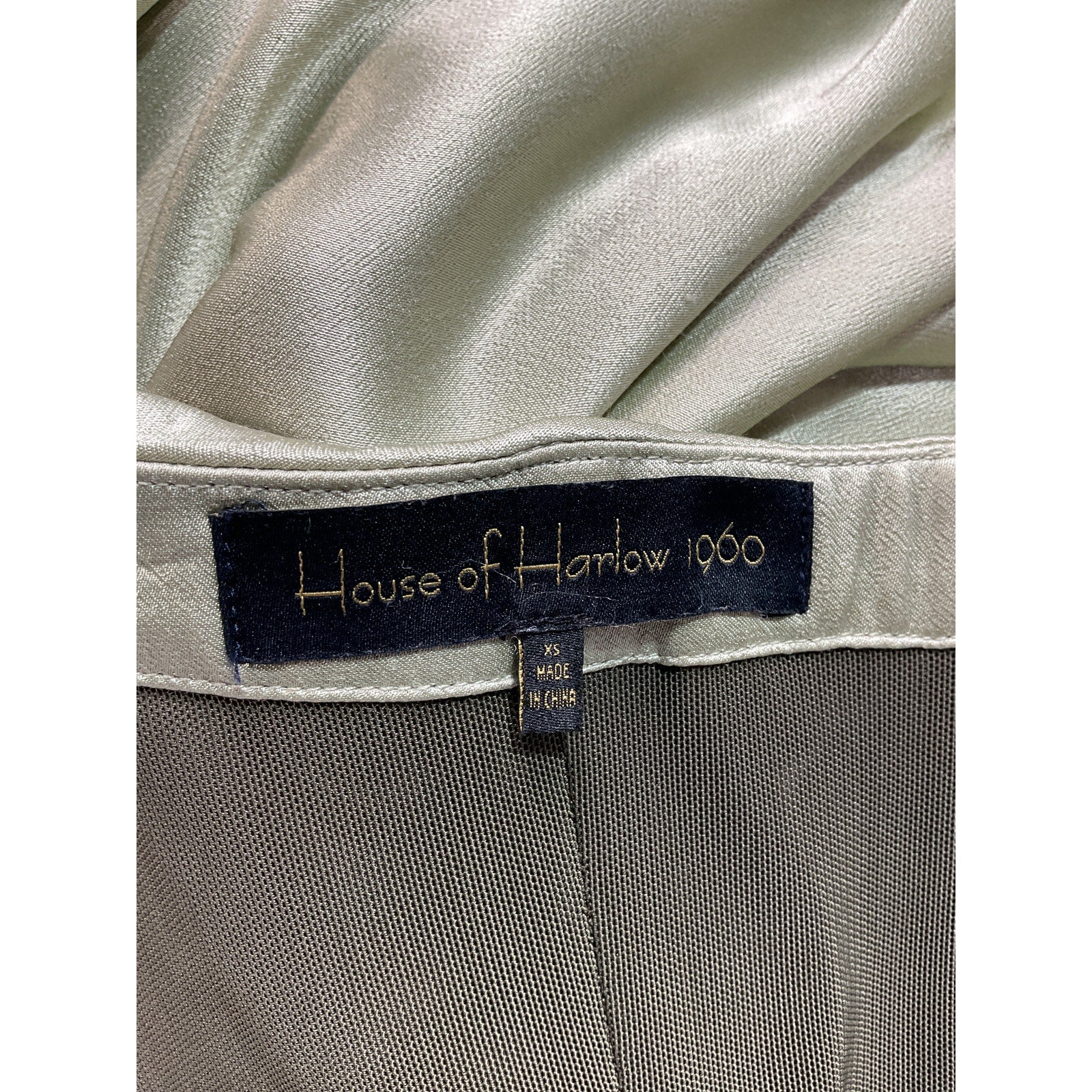 House Of Harlow 1960 'Kate' Green Satin Maxi Dress Size XS