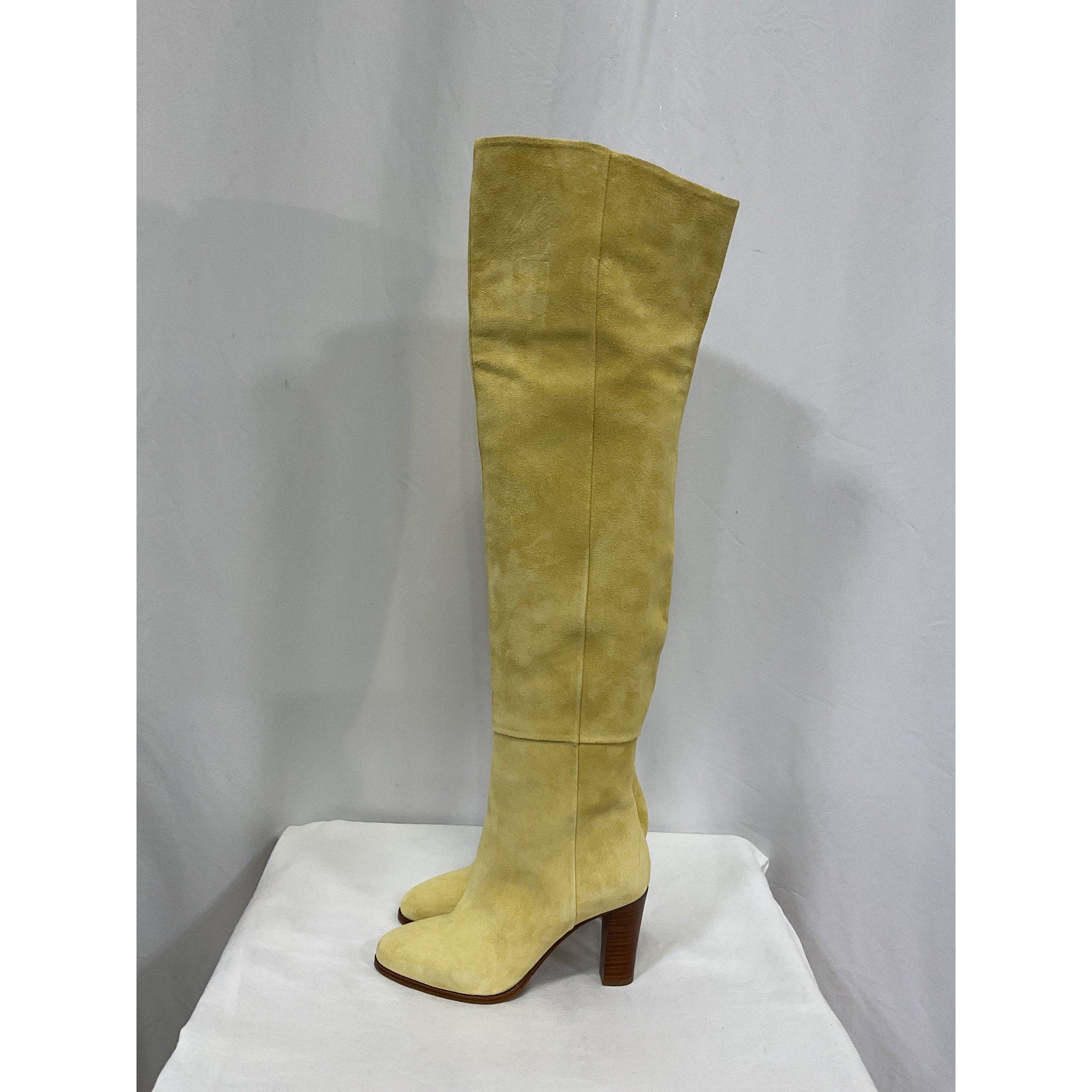 S�zane 'Anaelle' Yellow Leather Thigh High Boots Size 6
