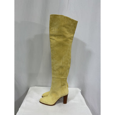 Sézane 'Anaelle' Yellow Leather Thigh High Boots Size 6
