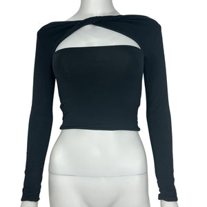 Retrofête Cutout Black Artemis Long Sleeve Crop Top Size XS