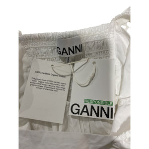 Ganni Chic Bright White Poplin Ruffle Blouse Size 36 FR / US 4 NWT