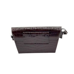 Maison Margiela Croc Embossed Burgundy Snatched Shoulder Bag Size Small