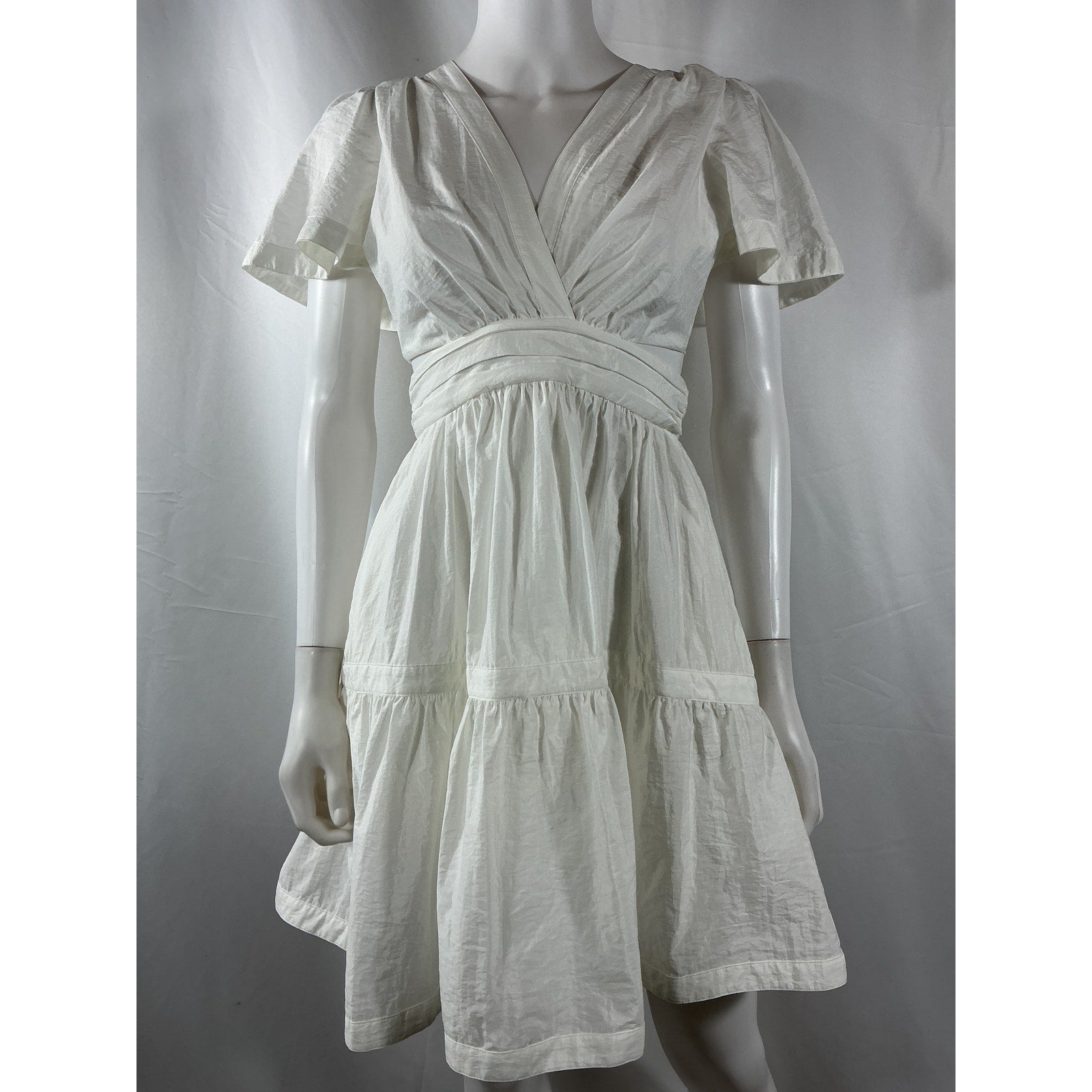 Cinq A Sept 'Judith' Cream Polyamide Tiered Waist Cut-Out Mini Dress Size 2