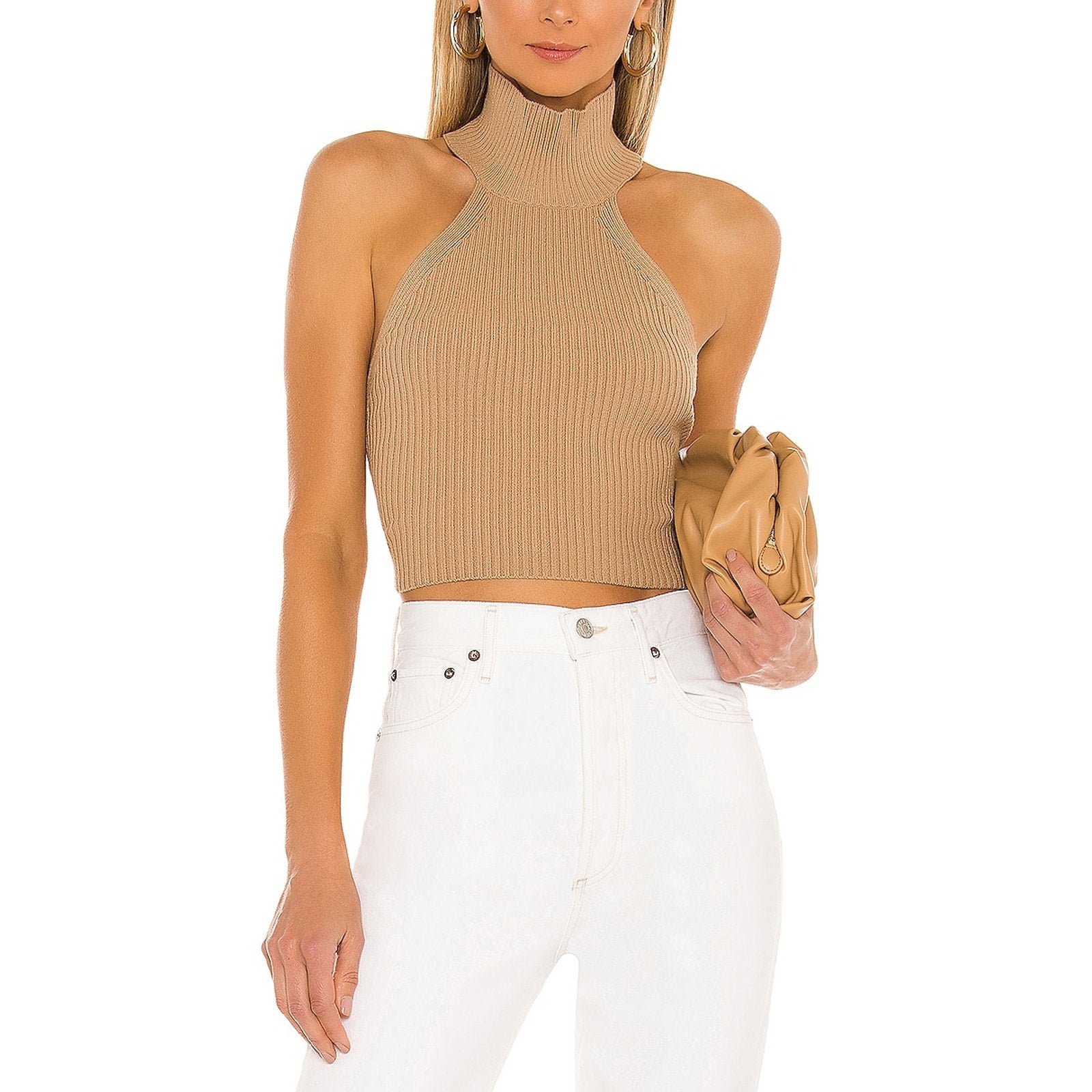 House Of Harlow 1960 'Heather' Beige Viscose Halter Top Size S