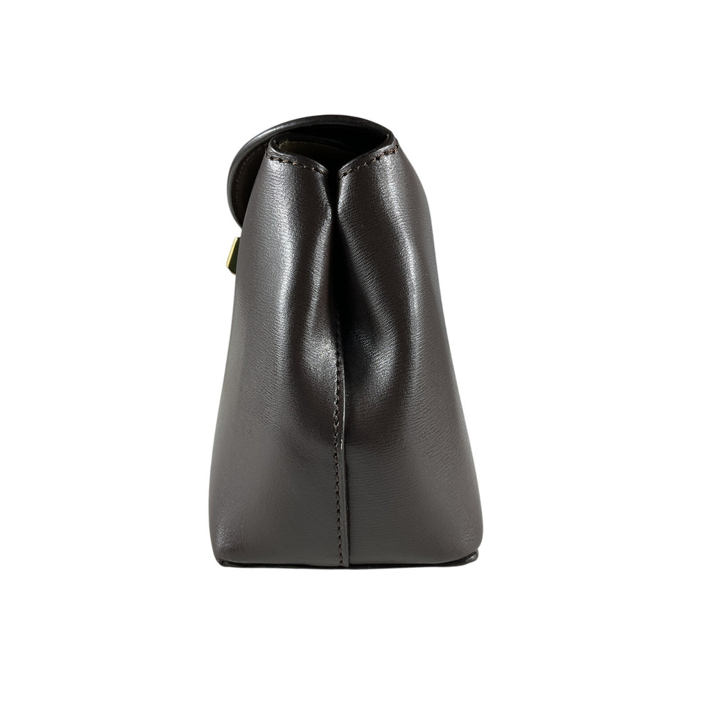 Toteme 'T-Lock' Brown Leather Textured-Leather Clutch OS