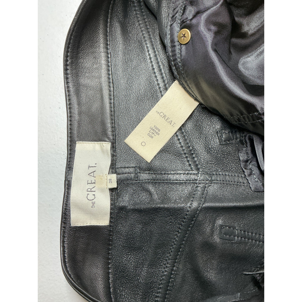 The Great. The Leather 'Wayne' Black Leather Pant Size 28