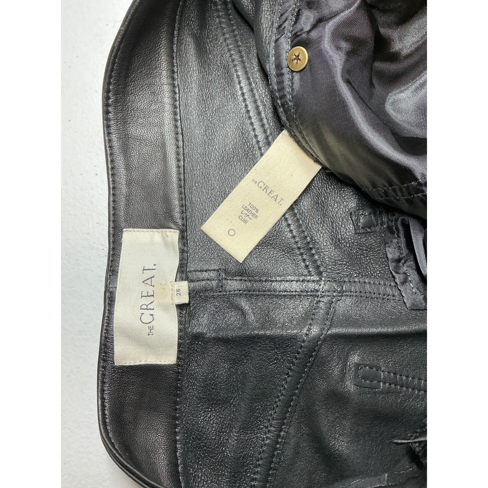 The Great. The Leather 'Wayne' Black Leather Pant Size 28