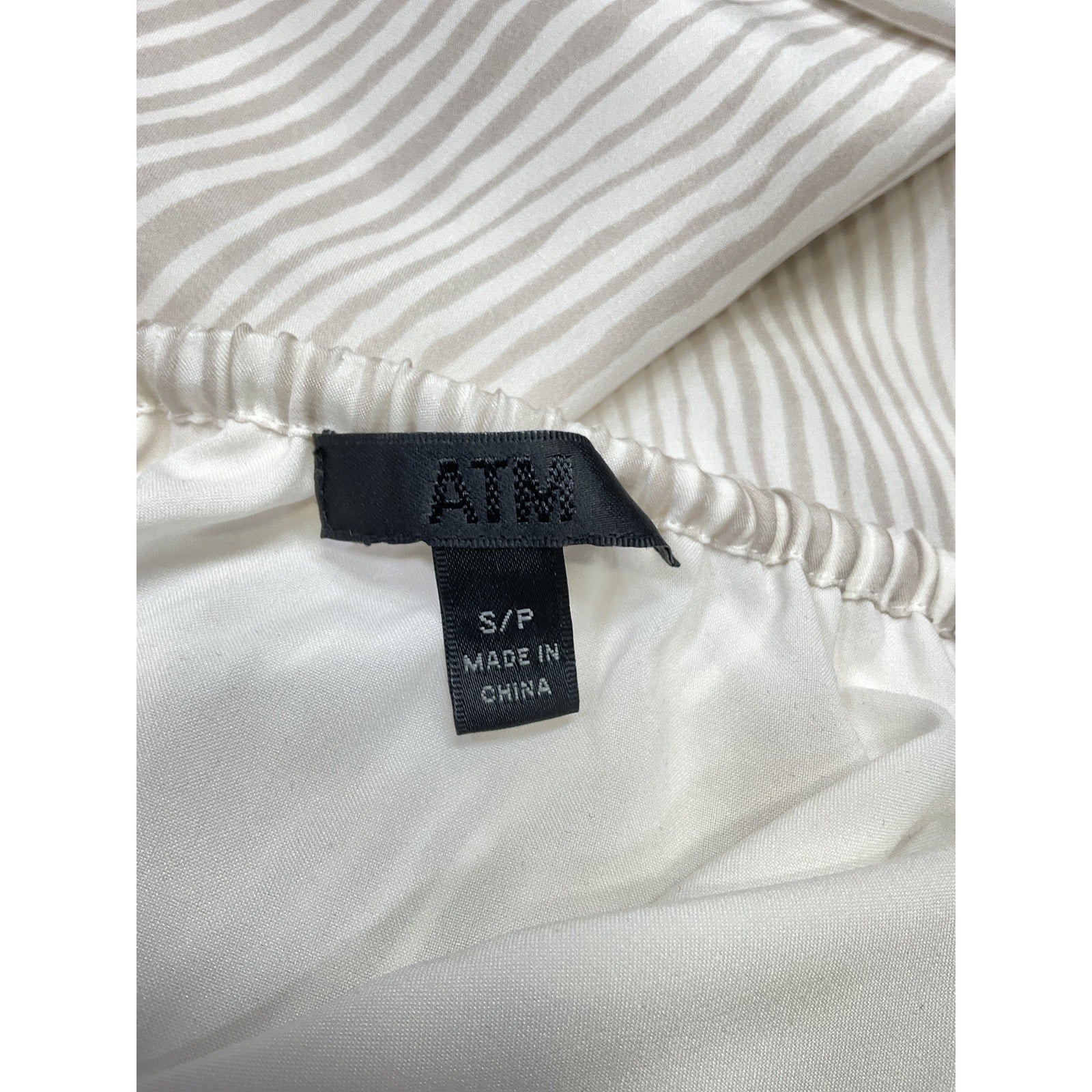 Atm Anthony Thomas White Melillo Striped Silk-Crepe Midi Skirt Size S