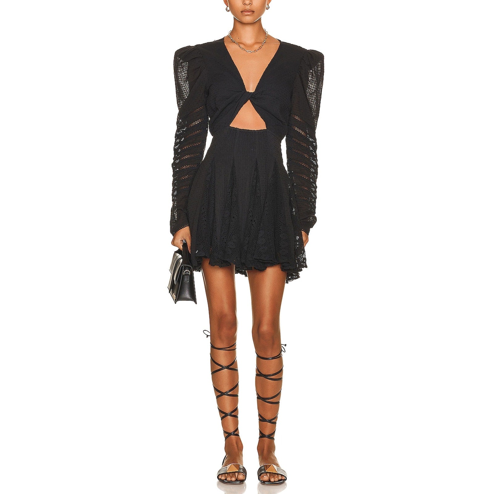 Hemant And Nandita 'Juhi' Black Cotton Mini Dress Size XS