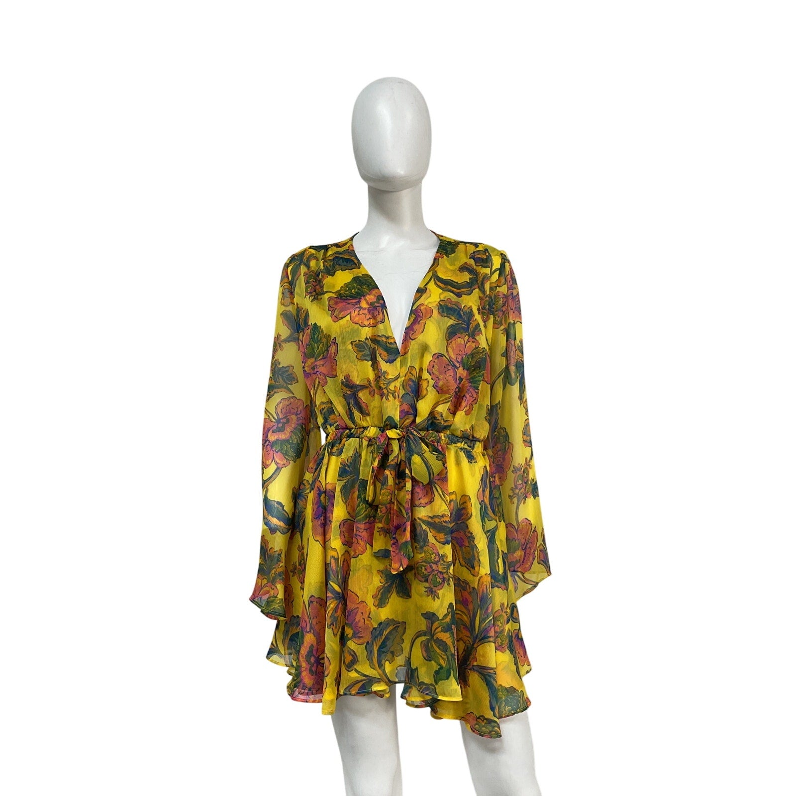 Misa Los Angeles 'Kaia' Yellow Polyester Dress Size L