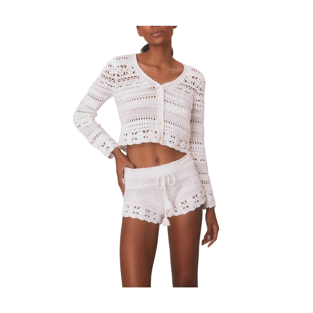 Loveshackfancy 'Middleton' White Cotton Crochet Cardigan Size S