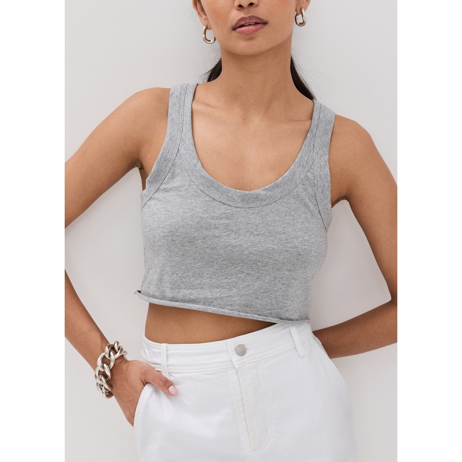 A.L.C. 'Halsey' Grey Cotton Tank Size S