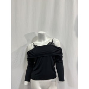 Jonathan Simkhai Standard Black Polyester Mirra Jersey Off-The-Shoulder Top Size M - NWT