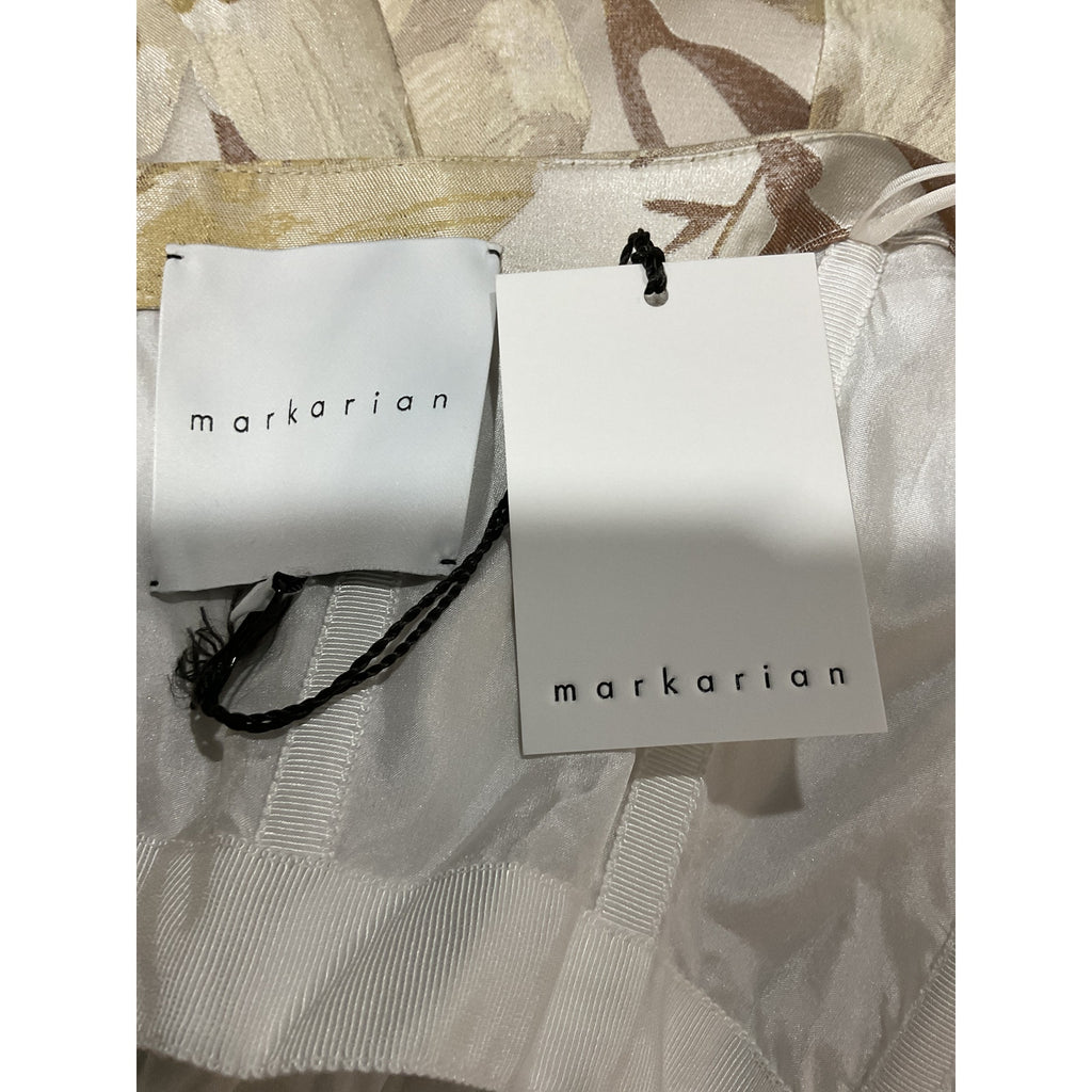 Markarian Floral Metallic White Polyester Gown Size 2 - NWT