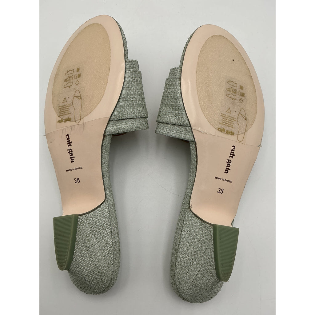 Cult Gaia 'Nelly' Green Raffia Sandal Size 38
