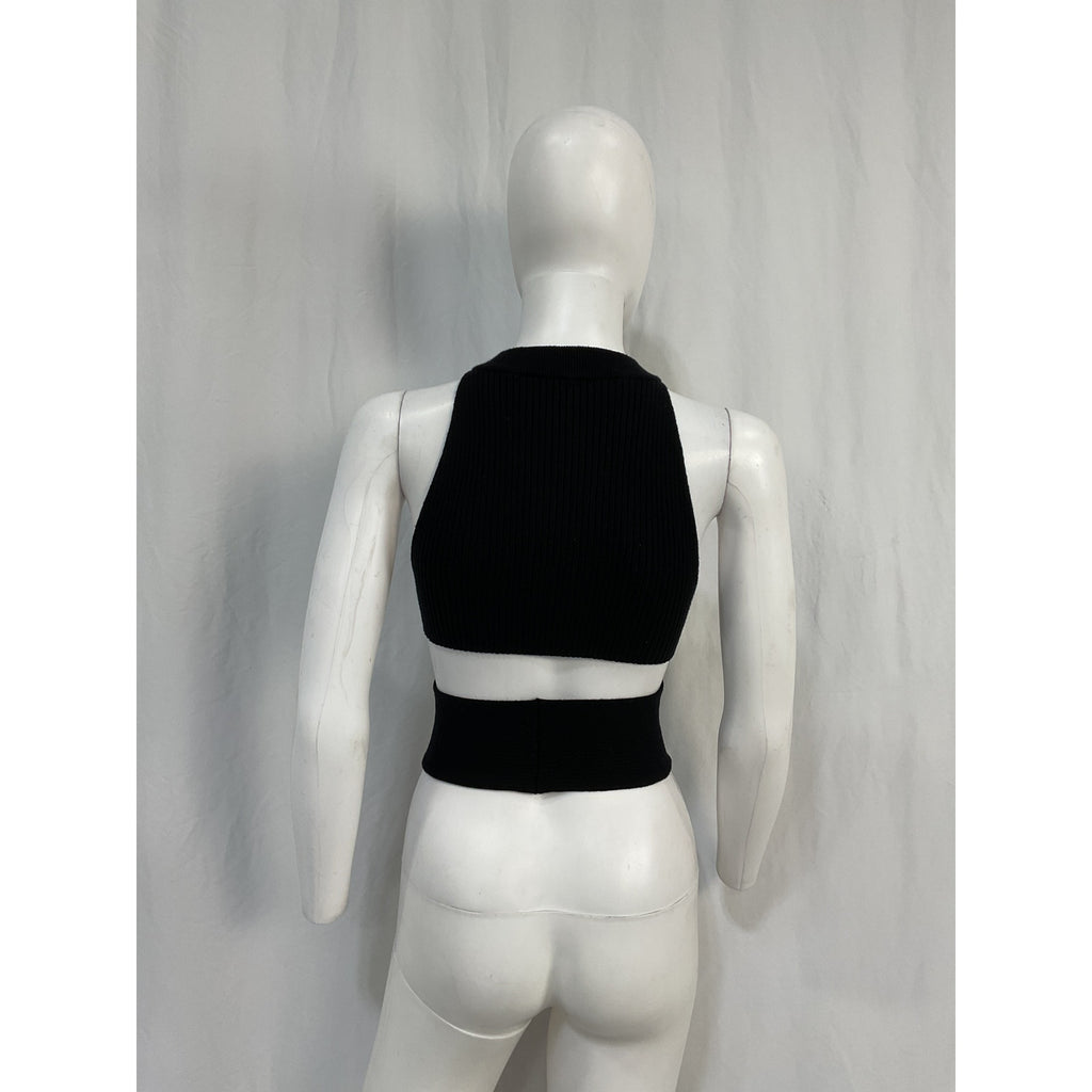 Camila Coelho 'Macadamia' Black Nylon Crossover Top Size S