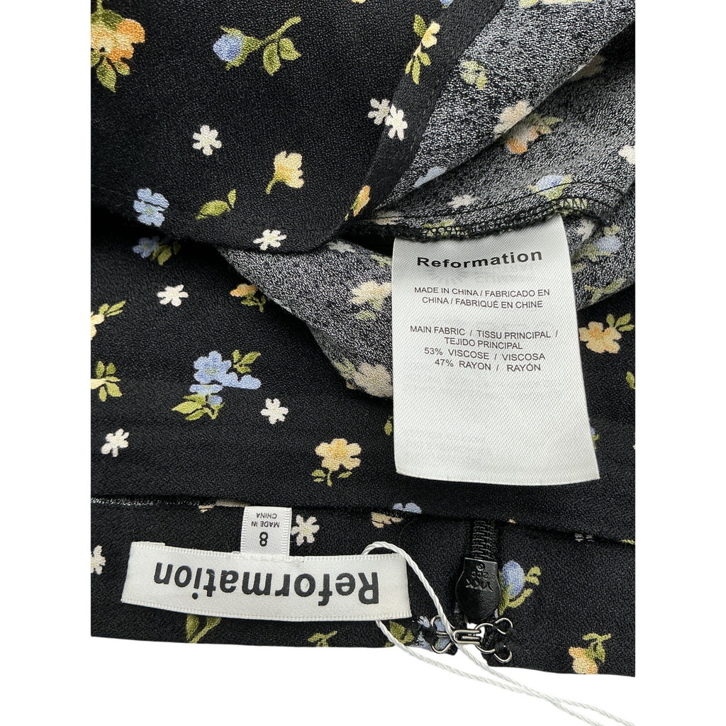 Reformation 'Bea' Black Viscose Skirt Size 8