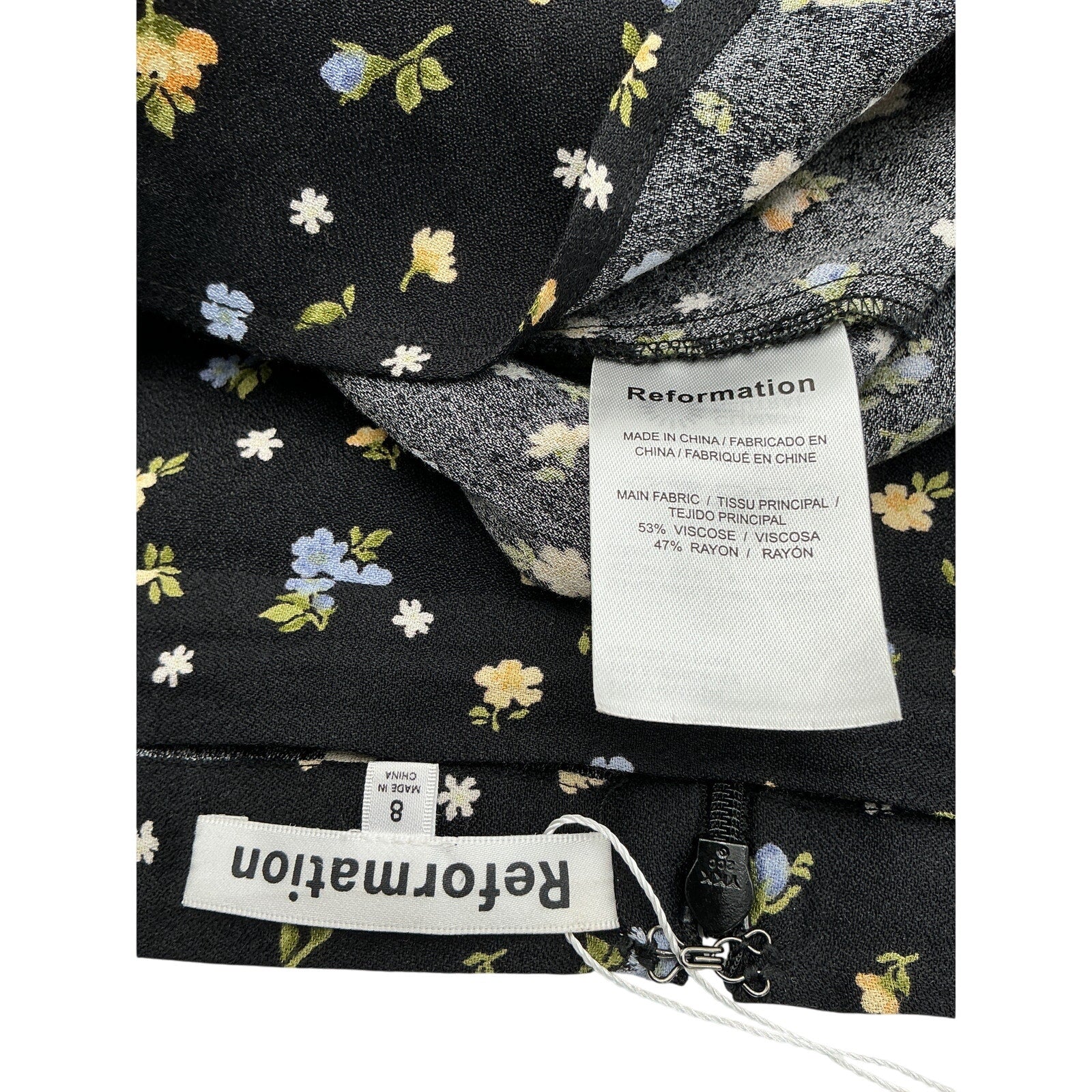 Reformation 'Bea' Black Viscose Skirt Size 8