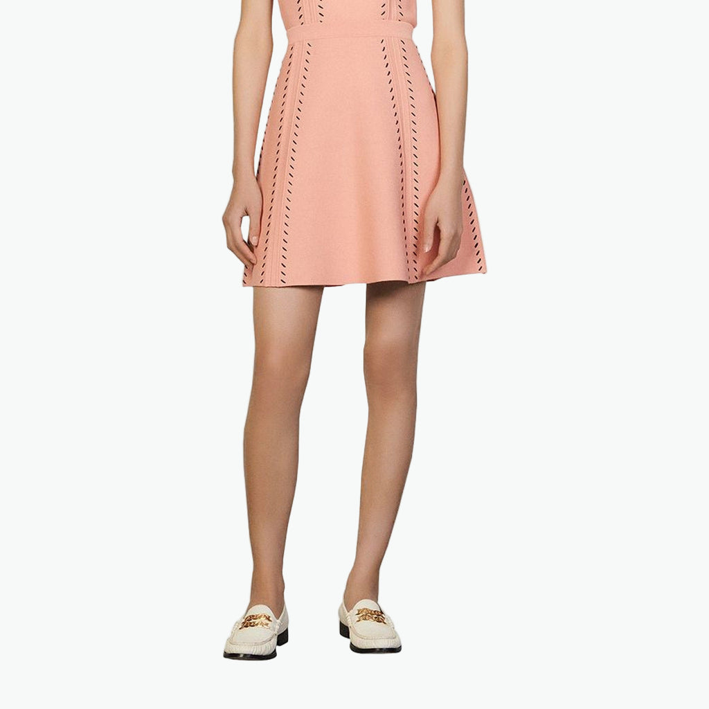 Sandro 'Eglantine' Pink Knit A-Line Skirt Size 34