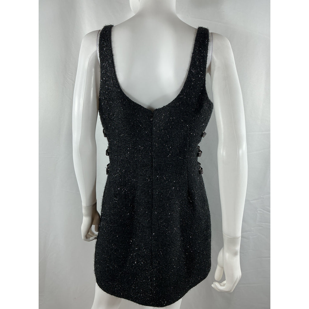 Self-Portrait Boucle Bow Black Polyester Mini Dress Size 10