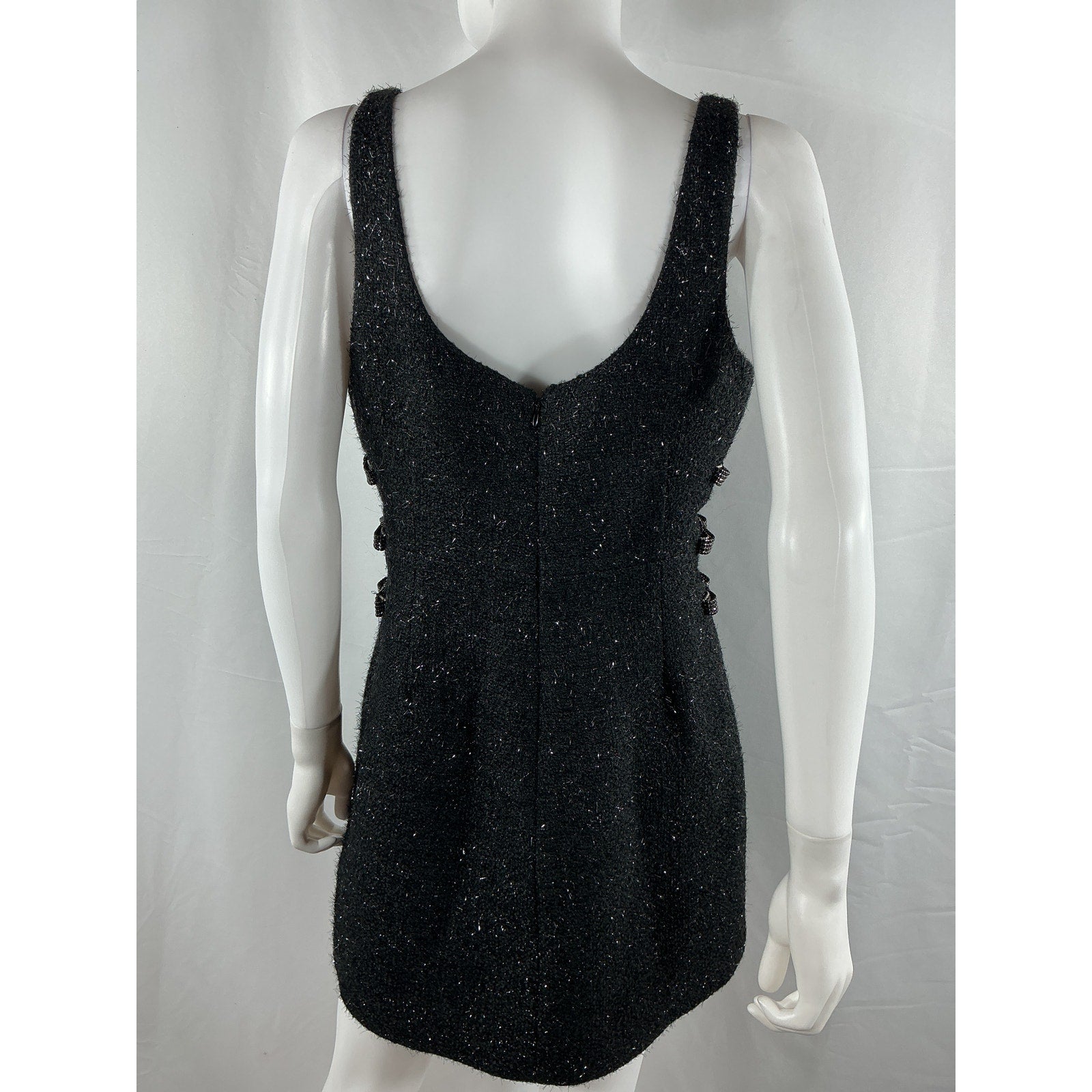 Self-Portrait Boucle Bow Black Polyester Mini Dress Size 10