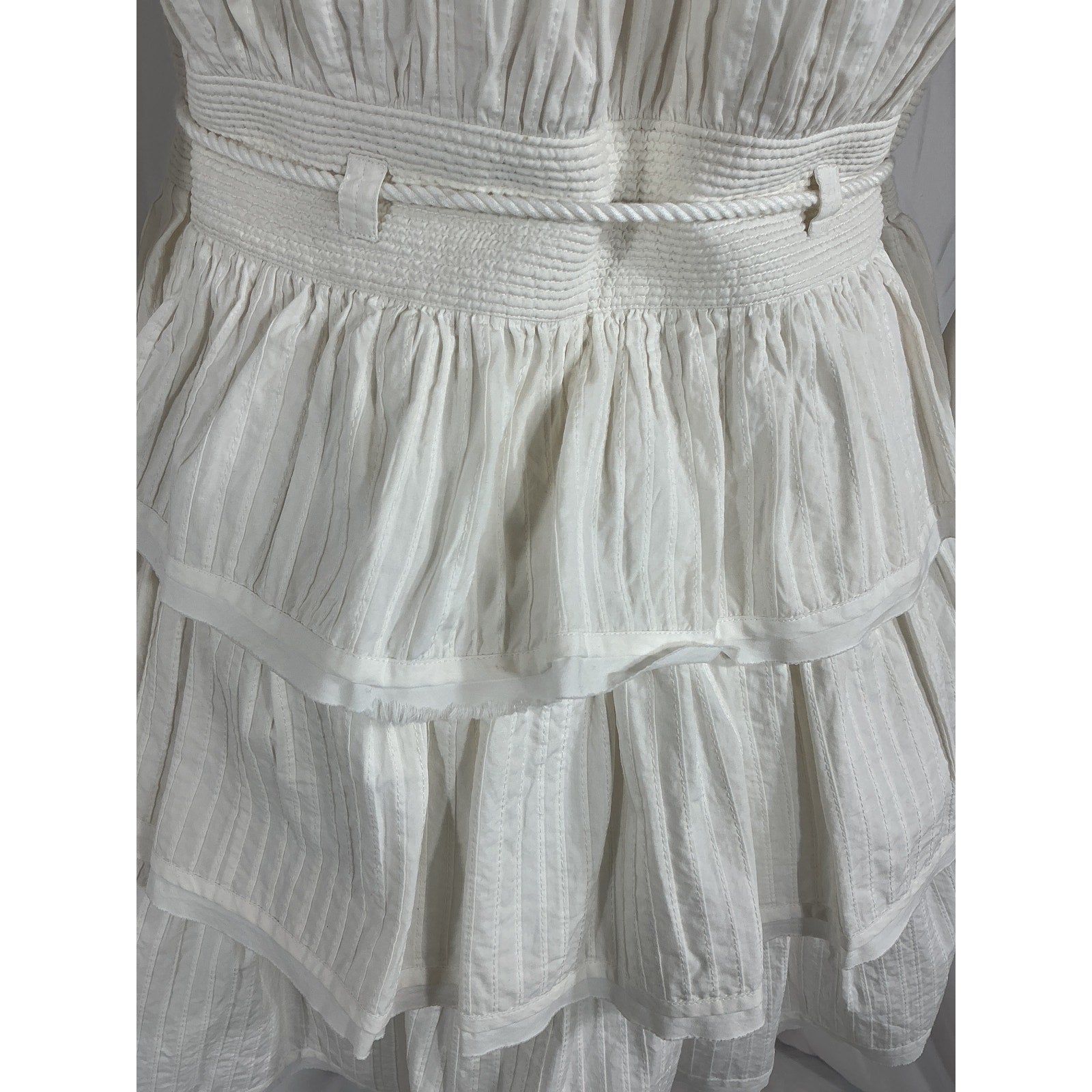 Ulla Johnson 'Camilla' White Cotton Ruffled Pintucked Cotton-Poplin Mini Dress Size 8
