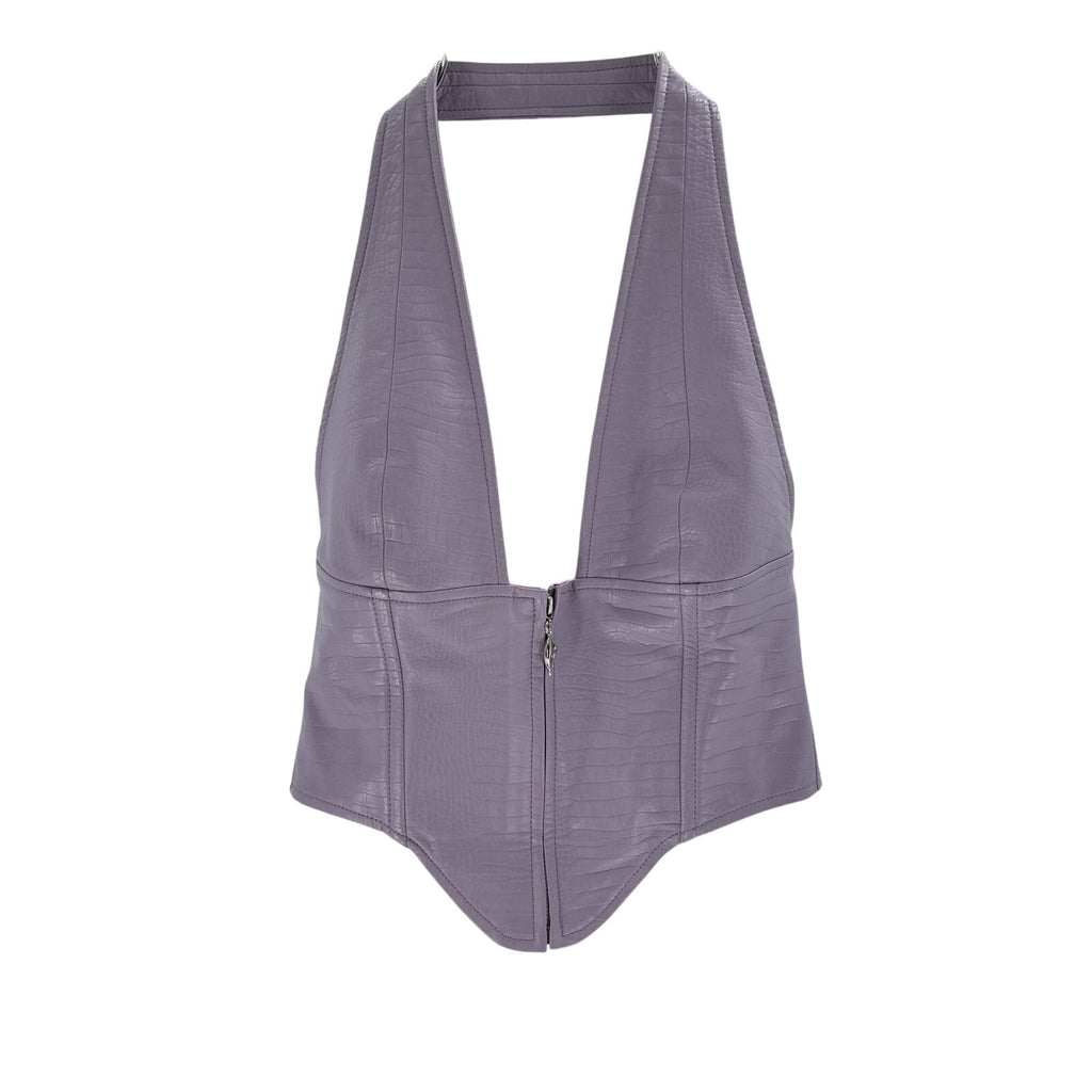 Miaou 'Mara' Purple Polyurethane Corset Top Size M