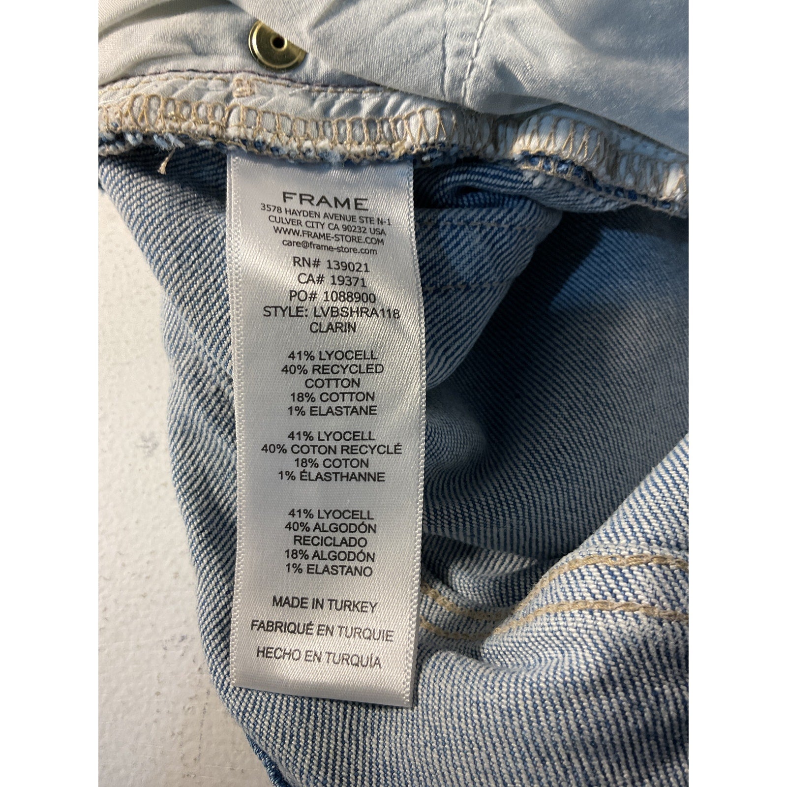 Frame High Waist Blue Raw Edge Denim Bermuda Shorts Size 26