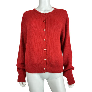 Reformation Ribbed Red Cece Cardigan Size M