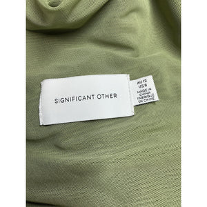 Significant Other Draped Green Drew Off Shoulder Midi Dress Size US 4