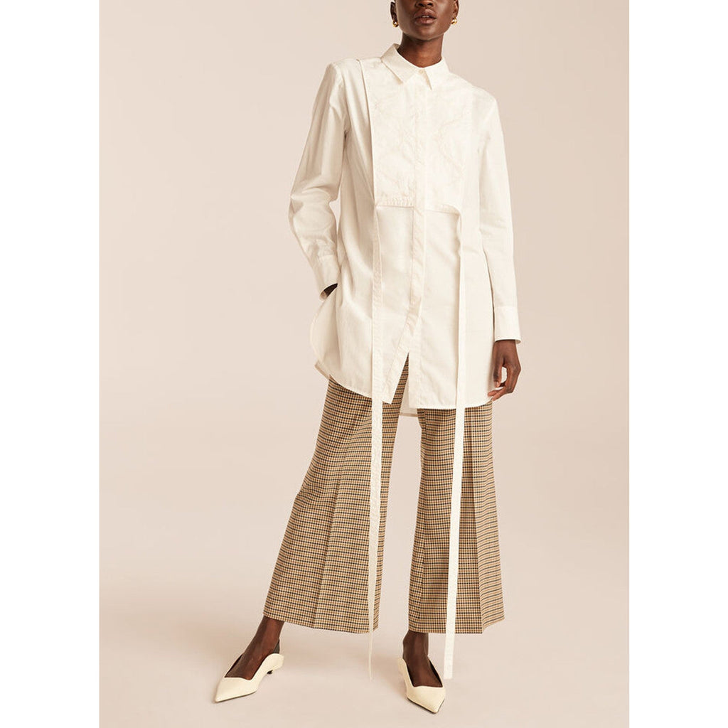 Rebecca Taylor Long Sleeve White Cotton Bib Blouse Size 0