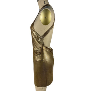 Fannie Schiavoni Shimmering Gold Alicia Dress Size S
