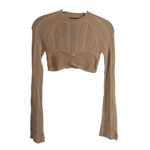 Michael Costello Ribbed Tan Kadri Sweater Size S
