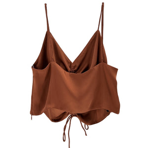 Allsaints Ruched Brown Alexia Cami Top Size 6