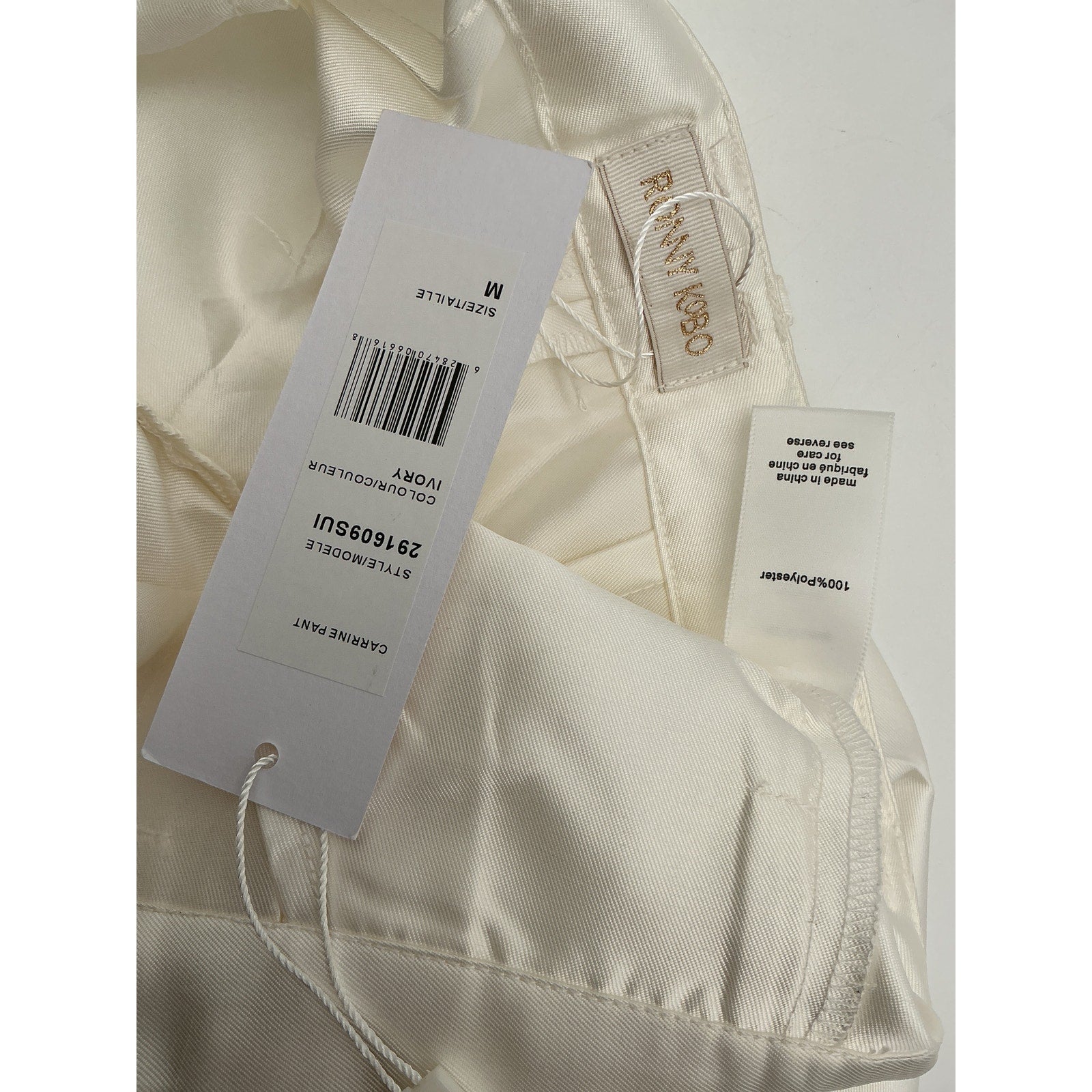 Ronny Kobo 'Carrine' Ivory Polyester Pant Size M