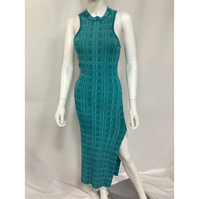 L'Academie 'Halia' Green Midi Knit Dress With Slit Size M