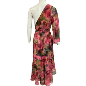 Misa Los Angeles Asymmetric Watermelon Tourmaline Sabrina Dress Size M