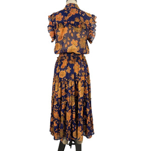 Misa Los Angeles Floral Blue Tina Dress Size S