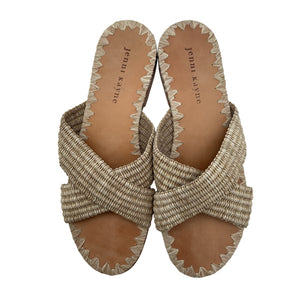 Jenni Kayne 'Raffia' Beige Crossover Sandal Size 8